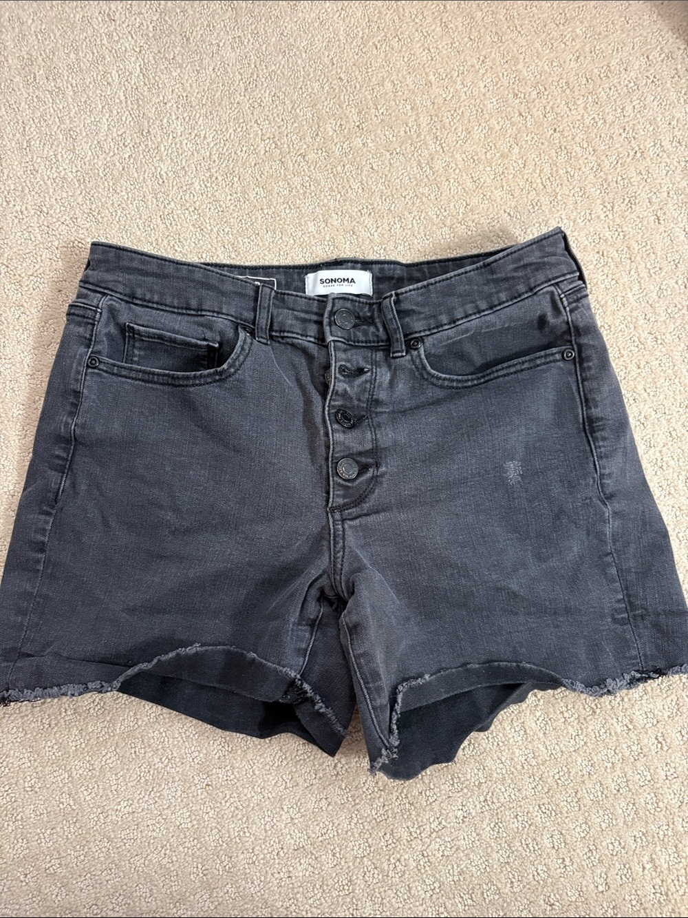 SONOMA Black Button-Front High-Rise Denim Shorts